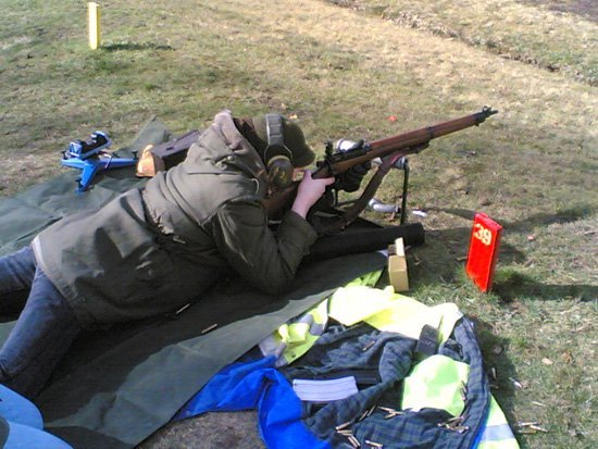 Shooting at 600 yards on the ranges at Bisley