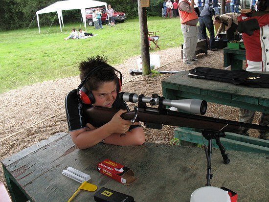 Club members shooting on the ranges at Bisley