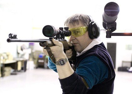 Gallery rifle shooter in the standing position